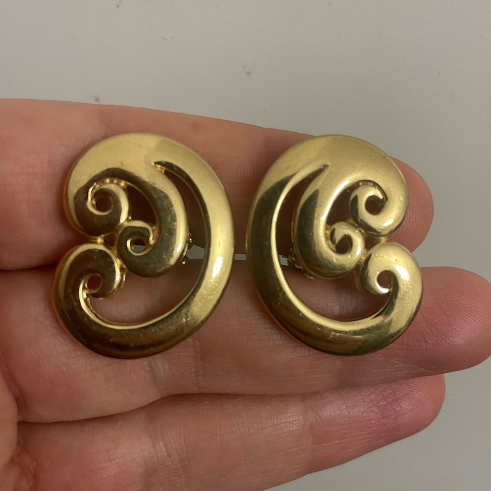 Vintage Stamped Givenchy Gold Tone Clip On Stud Earrings